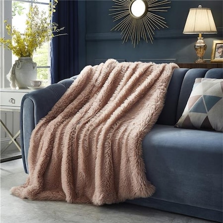 Cozy Tyme Cozy Tyme T180-04BHC-UE 50 x 60 in. Yves Faux Lamb Fur Throw Blanket; Blush T180-04BHC-UE